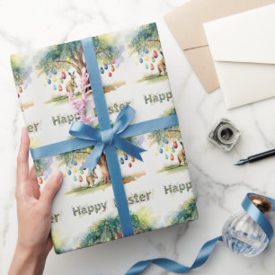 Kangaroo under gumtree with Easter eggs Wrapping Paper