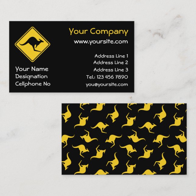 Kangaroo Warning Sign Business Card (Front/Back)