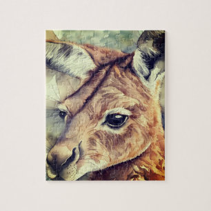 Kangaroo Watercolor Art Jigsaw Puzzle