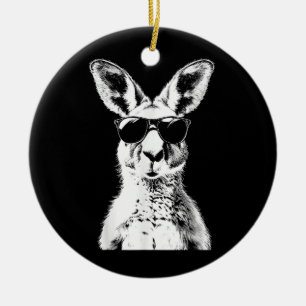 Kangaroo Wearing Sunglasses Funny Animal Australia Ceramic Ornament