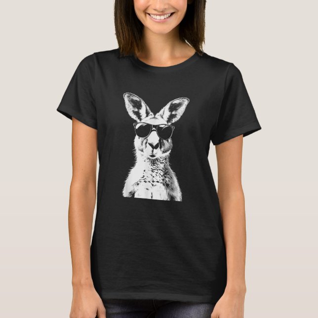 Kangaroo Wearing Sunglasses Funny Animal Australia T-Shirt (Front)