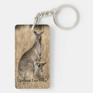 Kangaroo with Baby Joey in Pouch Key Ring