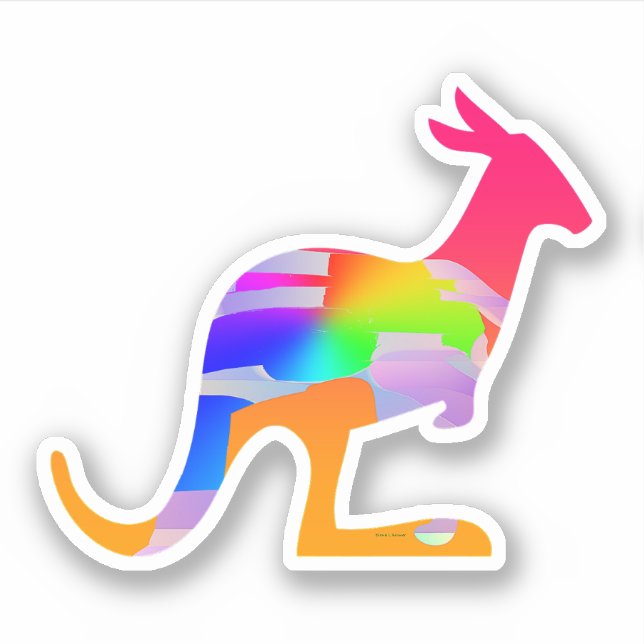 Kangaroo With Colours Sticker (Front)