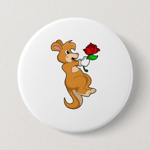 Kangaroo with Flower 7.5 Cm Round Badge