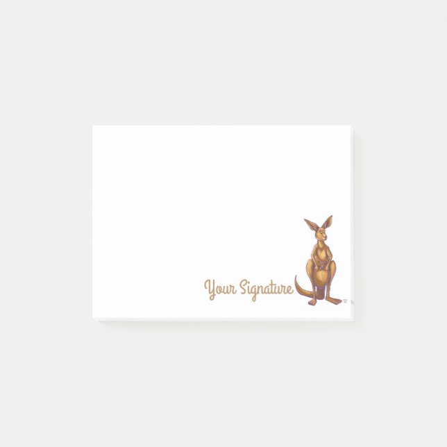 Kangaroo with personalised Post It Post-it Notes (Front)