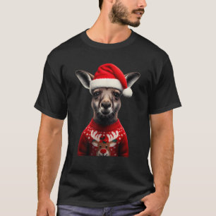 Kangaroo With Santa Hat Christmas Australia Xmas Z T-Shirt