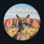 Kangaroo with sunglasses at Uluru Australia Magnet<br><div class="desc">Uluru, also known as Ayers Rock, is one of Australia’s most iconic natural landmarks and a deeply sacred site for the Anangu people, the traditional custodians of the land. Rising 348 metres above the surrounding red desert plains in the Northern Territory, Uluru is a massive sandstone monolith formed over 500...</div>