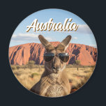 Kangaroo with sunglasses at Uluru Australia Magnet<br><div class="desc">Uluru, also known as Ayers Rock, is one of Australia’s most iconic natural landmarks and a deeply sacred site for the Anangu people, the traditional custodians of the land. Rising 348 metres above the surrounding red desert plains in the Northern Territory, Uluru is a massive sandstone monolith formed over 500...</div>