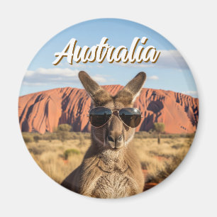 Kangaroo with sunglasses at Uluru Australia Magnet