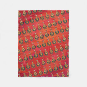 Kangaroo Xmas On Red Fleece Blanket