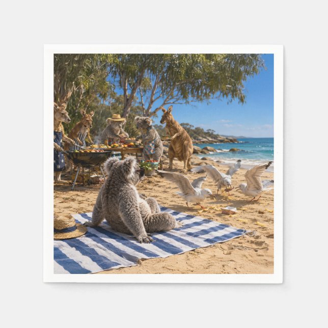  Kangaroos Beach BBQ Napkin (Front)