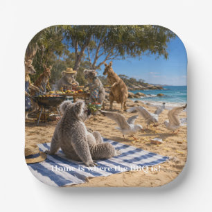 Kangaroos Beach BBQ Paper Plate