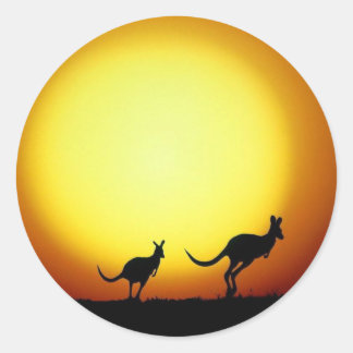 Kangaroos in the Australian Outback Classic Round Sticker