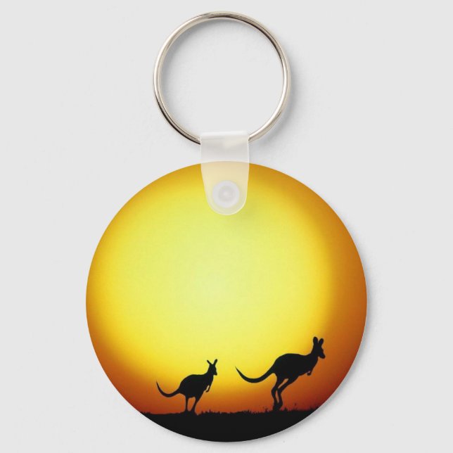 Kangaroos in the Australian Outback Key Ring (Front)