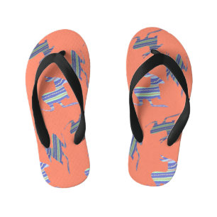 Kangaroos On Peach Kids Summer Flip Flops