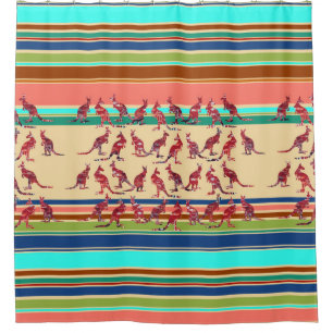 Kangaroos & Stripes Pattern + your ideas Shower Curtain