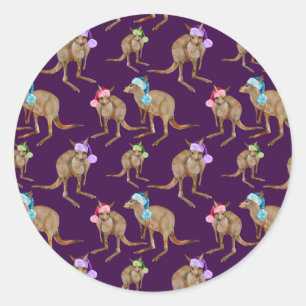 Kangaroos with Santa Hats Classic Round Sticker