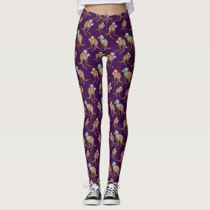 Kangaroos with Santa Hats Leggings