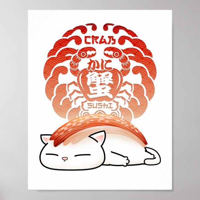 Kani Crab Sushi Cat  Poster (Front)