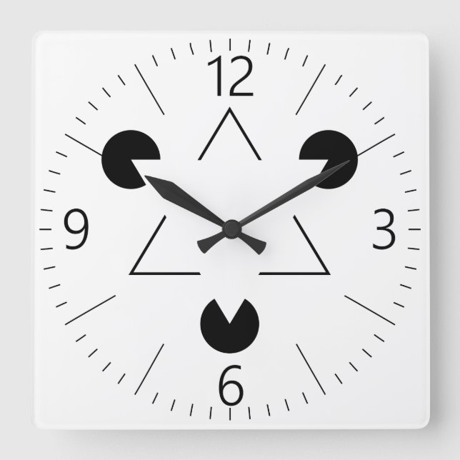 Kanizsa triangle square wall clock (Front)