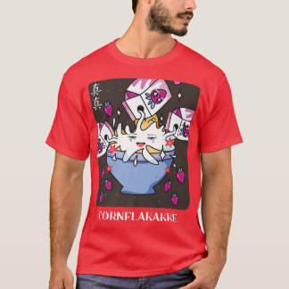 Kanji Anime Strawberry Milk Cornflakakke Japan nau T-Shirt