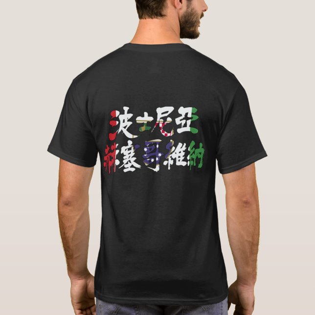 [Kanji] Bosnia and Herzegovina flag colour T-Shirt (Back)
