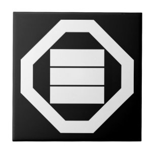 Kanji characters for three on tray ceramic tile