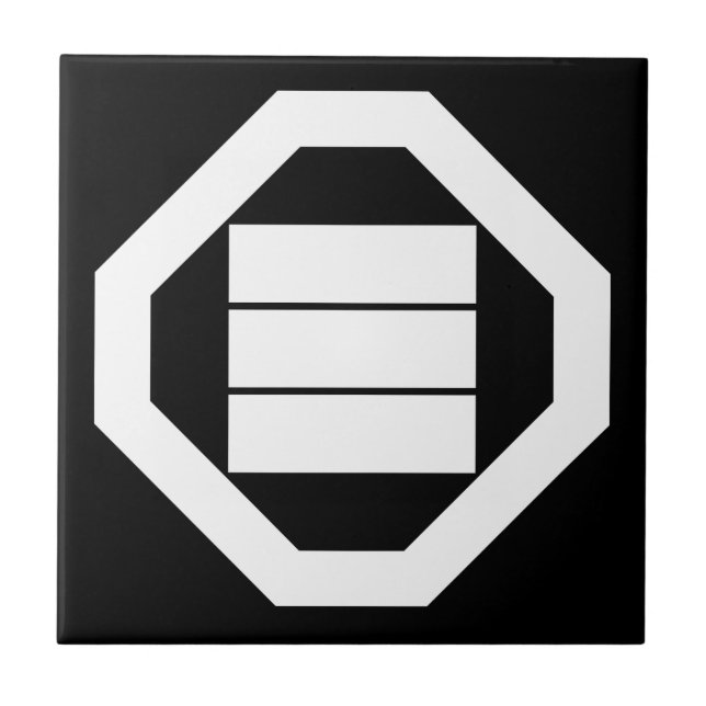 Kanji characters for three on tray ceramic tile (Front)