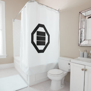 Kanji characters for three on tray shower curtain