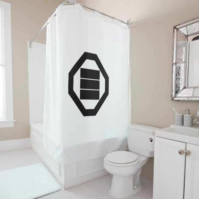 Kanji characters for three on tray shower curtain (In Situ)