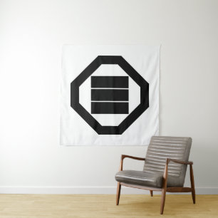 Kanji characters for three on tray tapestry