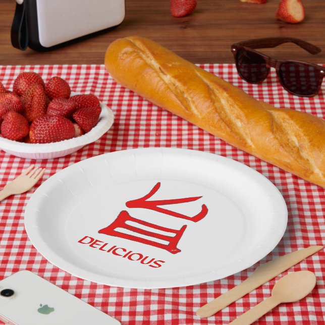 Kanji Delicious Red large paper plates (Picnic)
