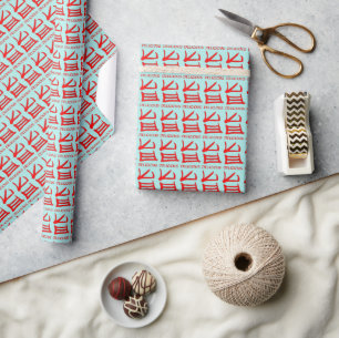 Kanji Delicious Red matte blue wrapping paper