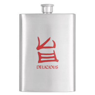 Kanji Delicious red stainless steel flask