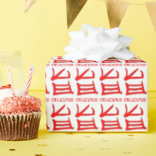 Kanji Delicious red white matte wrapping paper