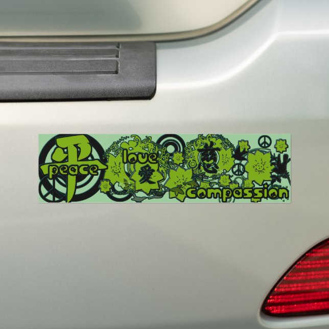 Kanji for Peace-Love-Compassion Bumper Sticker (On Car)