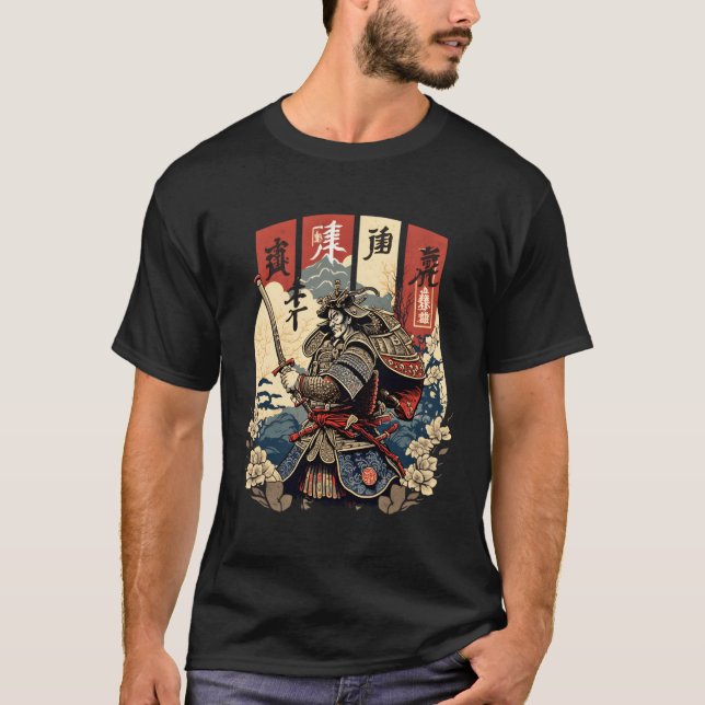 Kanji Katana Samurai Code Of Honour Bushi T-Shirt (Front)