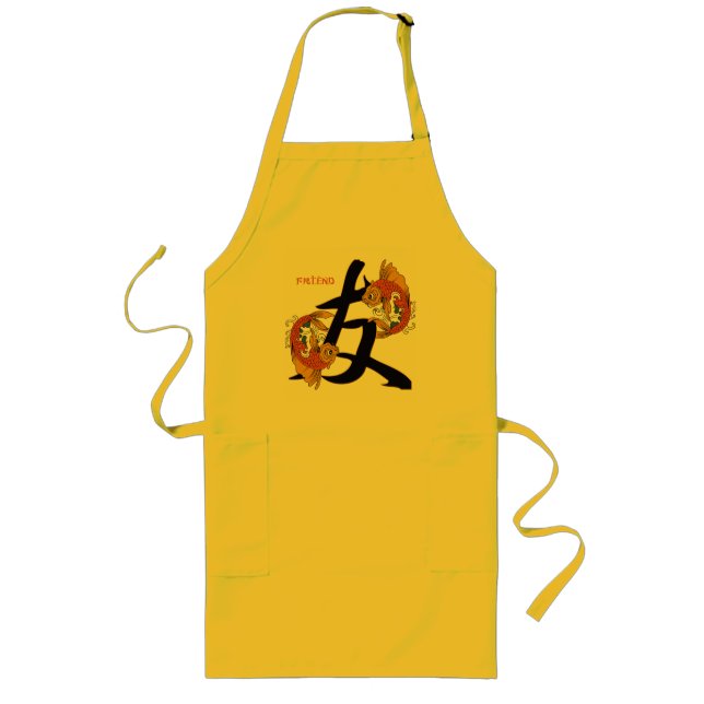 Kanji Koi Fish Friend Long Apron (Front)
