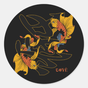 Kanji Koi Fish Love Classic Round Sticker
