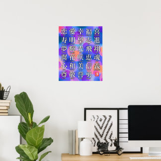 Kanji of Good Fortune and Harmony Poster