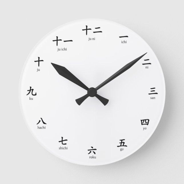 Kanji Romaji Numbers Learn to Count in Japanese Ro Round Clock (Front)