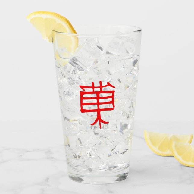 Kanji Treat red glass tumbler (Front Ice)