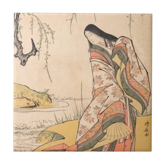 Kanjo A Court Lady Torii Kiyonaga japanese beauty Tile (Front)