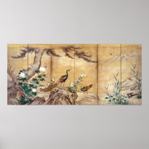 Kano Mitsunobu Birds, Trees, and Flowers Poster