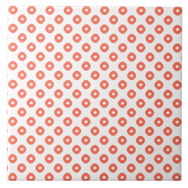 "Kanoko" Fawn Spot Pattern Salmon Pink Ceramic Tile (Front)