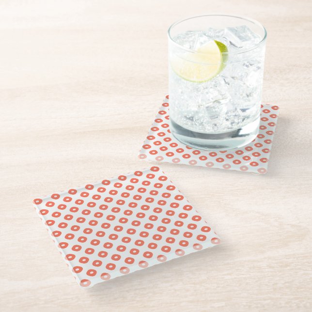 "Kanoko" Fawn Spot Pattern Salmon Pink Glass Coaster (Angled)