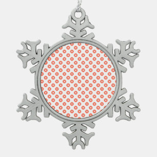 "Kanoko" Fawn Spot Pattern Salmon Pink Snowflake Pewter Christmas Ornament