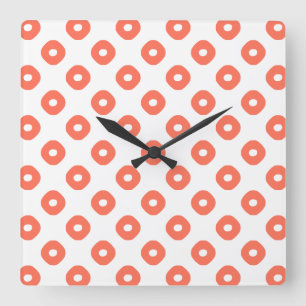 "Kanoko" Fawn Spot Pattern Salmon Pink Square Wall Clock