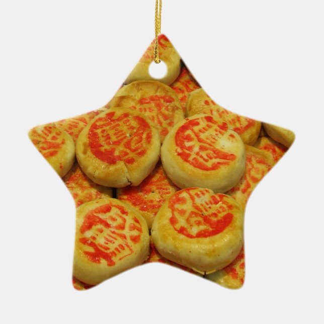 Kanom Pia ขนมเปี๊ยะ ~ Asian Sweets Desserts Food Ceramic Tree Decoration (Front)