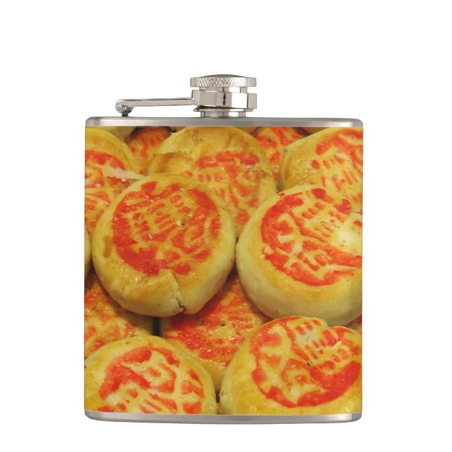 Kanom Pia ขนมเปี๊ยะ ~ Asian Sweets Desserts Food Hip Flask (Front)